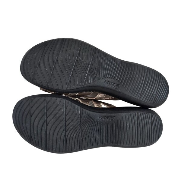 Clarks Collection Womens Comfort Casual Sandals Sz 9 Metallic Leather Adjustable - Picture 3 of 10
